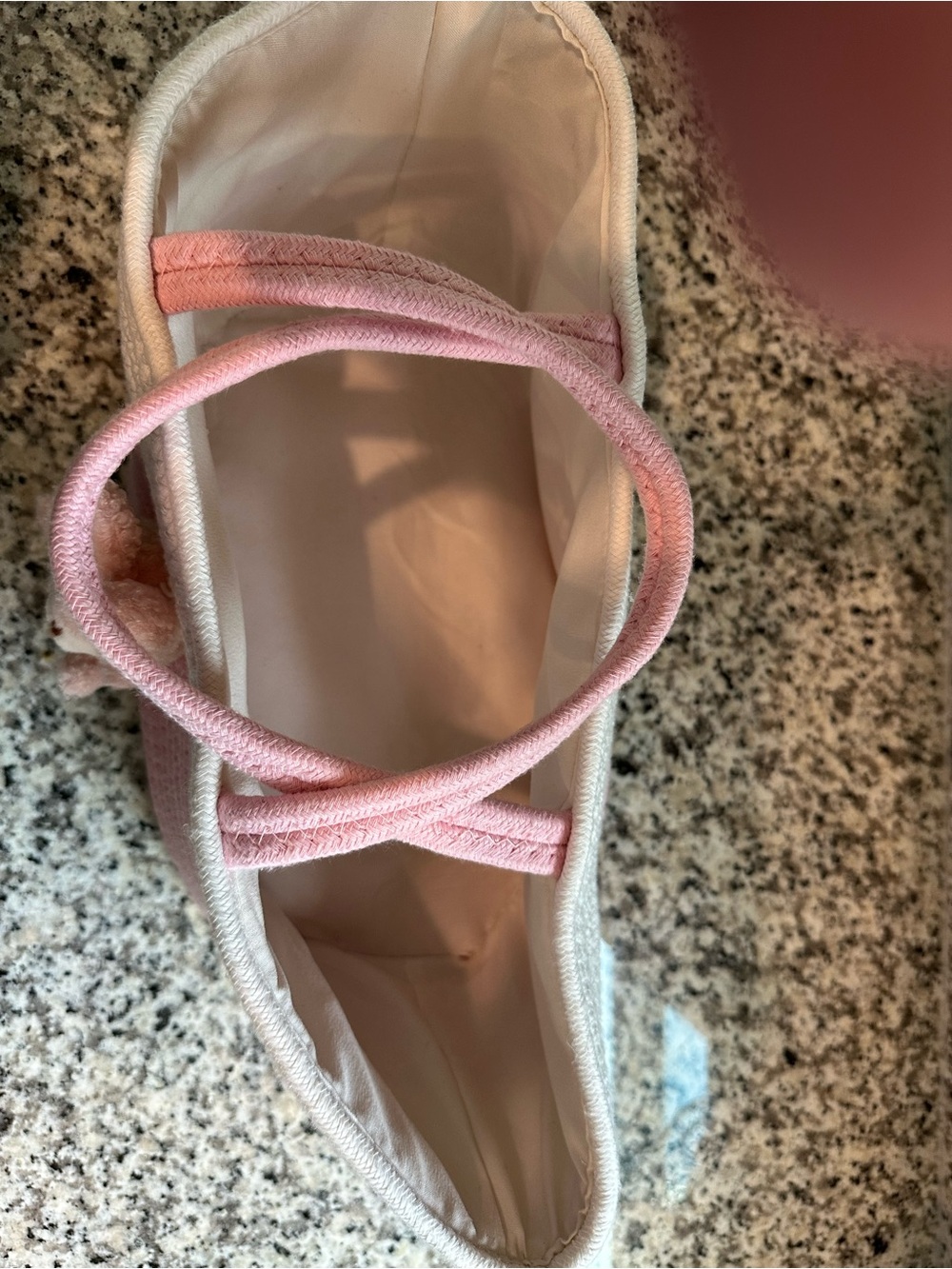 Pink & Cream Rope Basket Bag with Plush Bunny Accent - Picture 3 of 9
